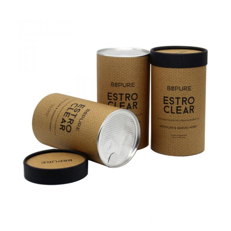 Kraftová papírová tuba pro balení čokoládového prášku s odlepovacím víčkem
