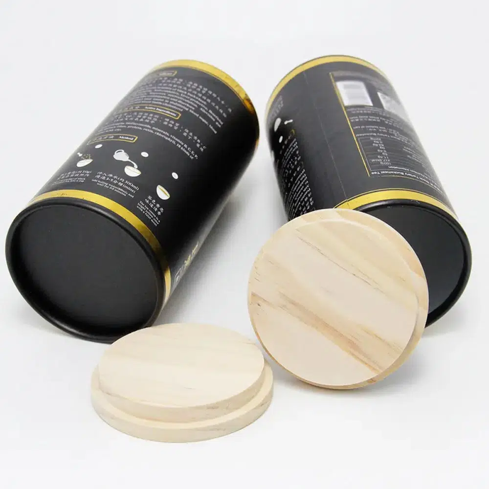 Aluminum Foil Lining Paper Tube Packaging Box with Wood Lid