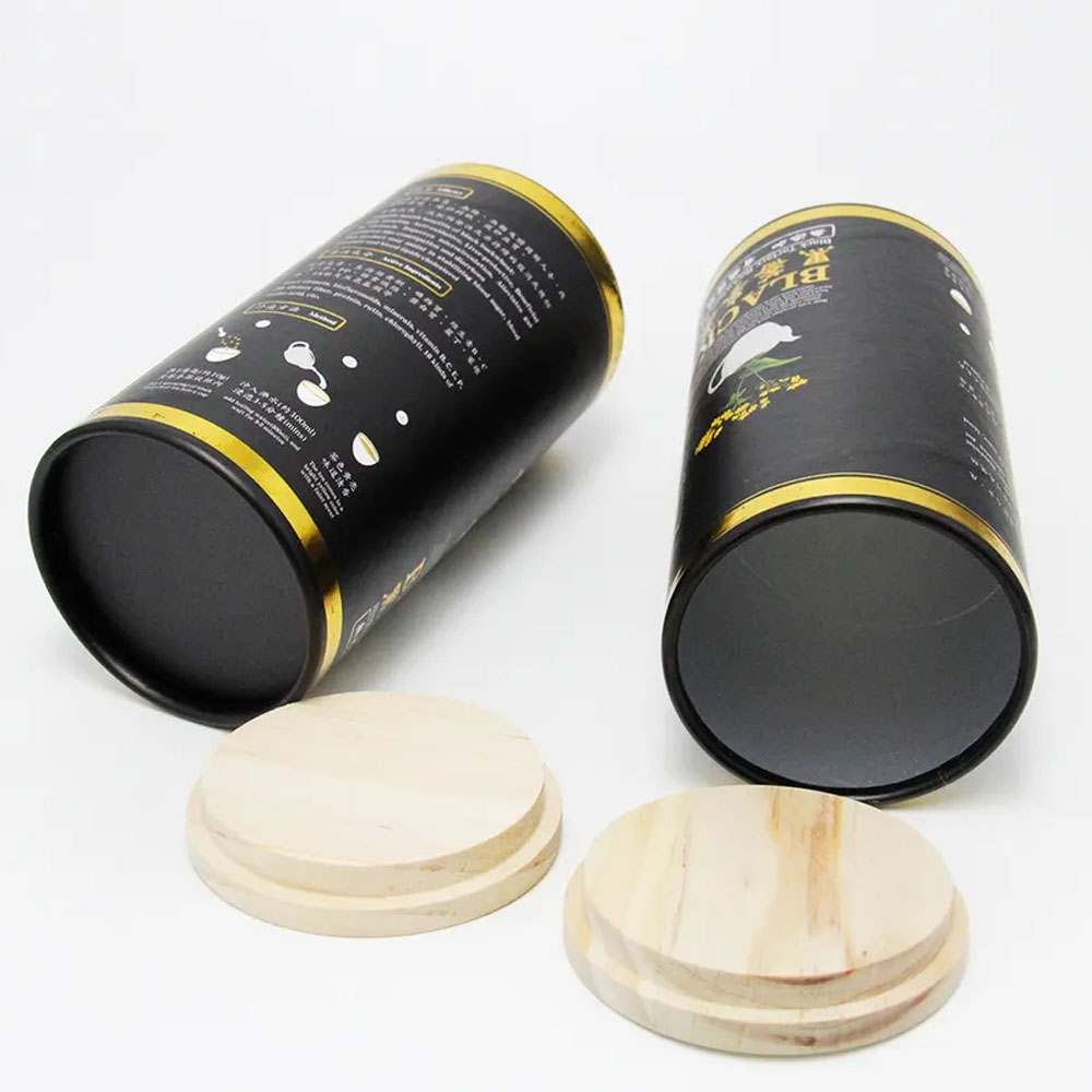 Aluminum Foil Lining Paper Tube Packaging Box with Wood Lid