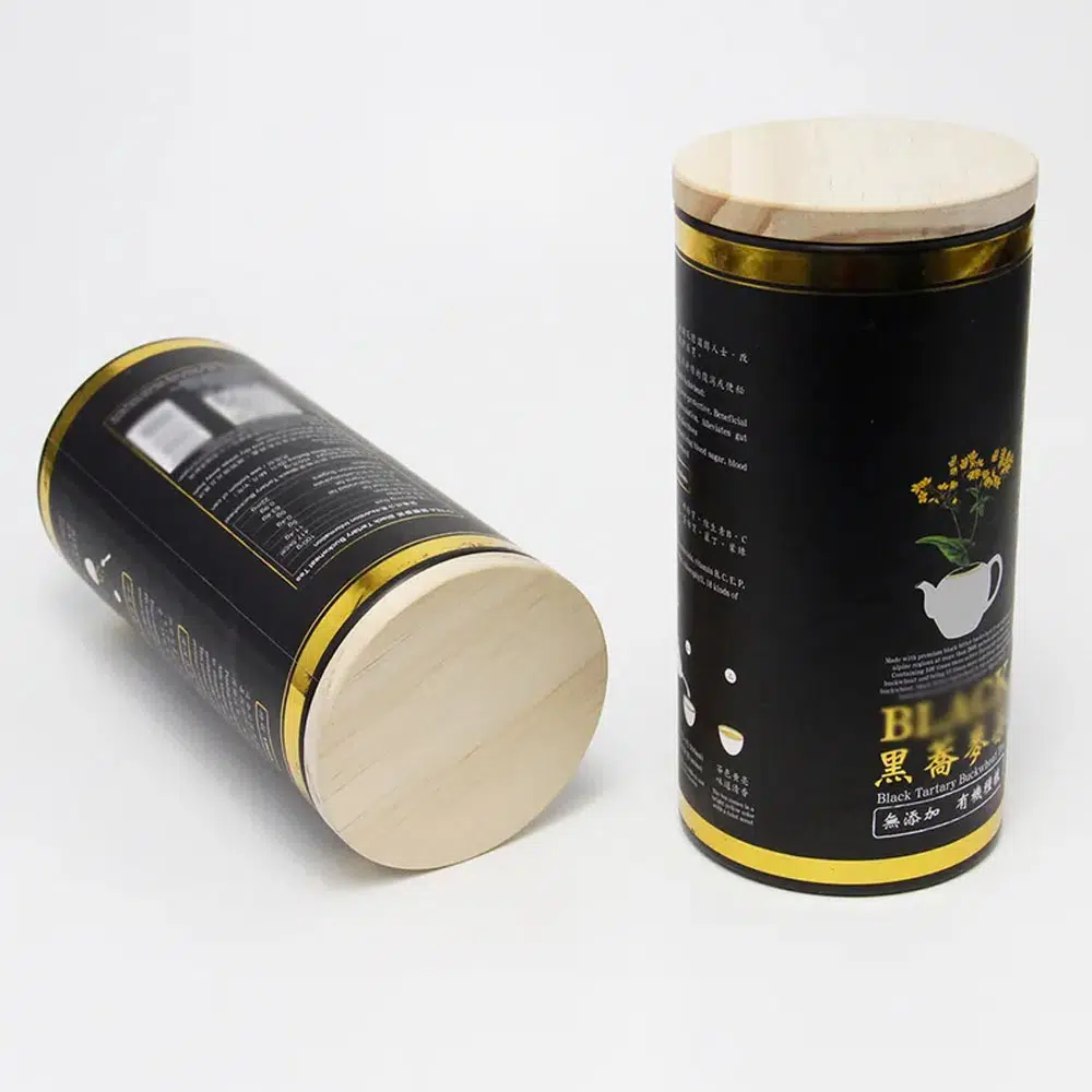 Aluminum Foil Lining Paper Tube Packaging Box with Wood Lid